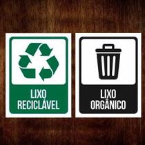 3 Kits Placa De Sinalização Lixo Reciclável Orgânico 27X35