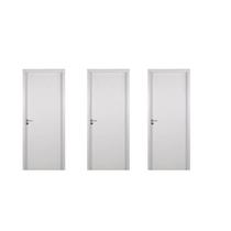 3 Kits Porta de Madeira Lisa 215x84cm com Batente de MDF Ultra 16cm Melamínico Branco MGM