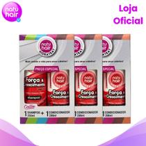 3 Kits Shampoo + Condicionador Força e Crescimento Hidratrat Natuhair 450ml