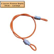 3 Lacres de Segurança 35cm Reutilizavel Cabo de Aço Bolsa Bike Malas - Laranja