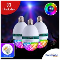 3 Lâmpada Bola Led Globo Colorido Giratório Festa C/ Bocal