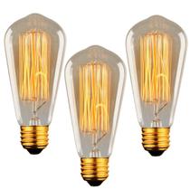 3 Lâmpada Filamento de Carbono Retrô ST64 Galaxy 40w 127v 220v Vintage 2400K Amarelo Âmbar Dimerizável Garantia 1 ano