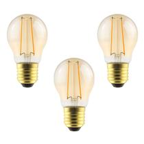 3 Lâmpada Filamento Led Bolinha Decorativa 2w Bivolt E27 Varal de Luz Retrô Vintage Lustre Amarelo