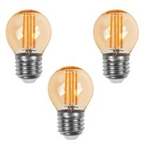 3 Lâmpada Filamento Led Bolinha Decorativa 4w Bivolt E27 Varal de Luz Retrô Vintage Lustre Cordão Amarelo Âmbar Amarela