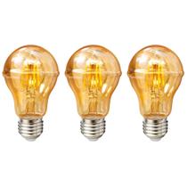 3 Lâmpada Filamento Led Retrô Pera A60 Luz Quente 4W 110V