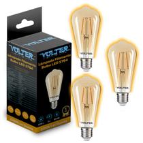 3 Lâmpada Filamento Led Retrô Vintage Volter St64 2w E27 3 Lâmpada Filamento Led Retrô Vintage Volter St64 2w E27