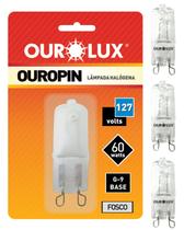 3 Lâmpada Halógena Bipino G9 60w 127v Ourolux Luz Amarelada 2800K