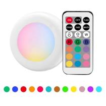 3 Lâmpada Luminária Led RGB Controle Remoto Para Armário