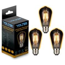 3 Lâmpadas Filamento Led Retrô Vintage St64 Fumê 4w Volter