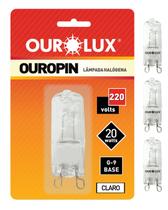 3 Lâmpadas Halógenas Ourolux Base G9 20W 220V Cor da Luz 2800K Branco Quente 3 Lâmpadas Halógenas Ourolux Base G9 20W 220V Cor da Luz 2800K Branco Quente