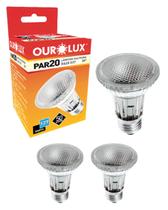 3 Lâmpadas Halógenas Ourolux PAR20 50W 127V E27 Cor da Luz 2800K Amarelada