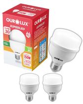 3 Lâmpadas LED 30w Bivolt Base E27 Cor Da Luz Branco Quente Ourolux