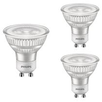 3 Lâmpadas Led Bivolt 4.8w Philips Dicroica Luz Quente Gu10