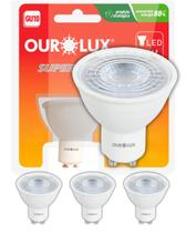3 Lâmpadas LED Dicróica Ourolux 4w Gu10 Bivolt 2700K Cor da Luz Amarela
