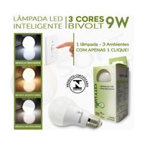 3 Lâmpadas LED Inteligente 3 TONS de Luz Branca (Fria/Quente/Neutra) A60 9W E27 BIVOLT - CITY LUMI