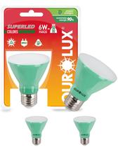 3 Lâmpadas LED Par20 Ourolux 6w Base E27 Cor da Luz Verde Bivolt