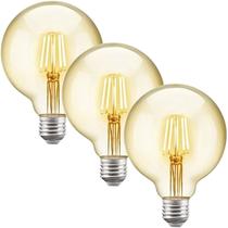 3 Lâmpadas Vintage Filamente Led Decorativa Retrô Vintage Âmbar Globo G125 4W 320LM 3 Lâmpadas Vintage Filamente Led Decorativa Retrô Vintage Âmbar Globo G125 4W 320LM