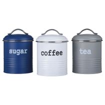 3 Latas Porta Café Coffee Açucar Chá Cozinha Recepção Decora