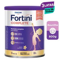 3 latas - Suplemento Infantil Em Pó Danone- Fortini Complete -800g - Baunilha