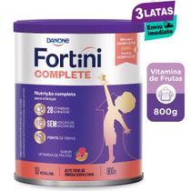 3 latas- Suplemento Infantil Em Pó Danone- Fortini Complete- Sabor Vitaminha FRUTAS- 800g