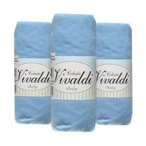 3 Lençol De Berço Com Elástico Malha Kit Com 3 Azul