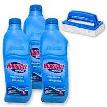 3 Limpa Bordas para Piscina 1 L Hidrosan Hidroall + Esponja Limpa Bordas Kit