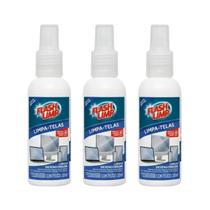3 Limpa Telas 120ml Flash Limpa Spray pratico facil de usar