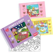 3 Livros de Colorir Estilo Bobbie Books Com 144 Desenhos Para Pintar, Capa Dura, Papel Gramatura Alta