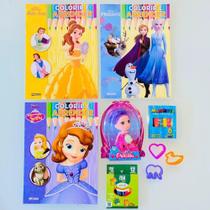 3 Livros Disney Princesas Colorir Lapis Massinha +bonequinha - Rideel