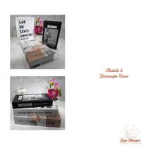 3 Livros Falsos Decorativos Fake Conjunto Caixa Organizadora