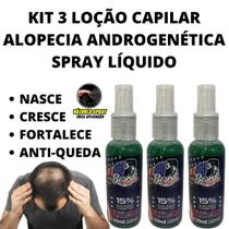 3 Loção Spray Tratamento De Alopecia Androgenética E Seborreia