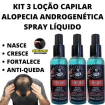 3 Loção Spray Tratamento De Alopecia Androgenética E Seborreia