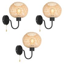 3 Luminária Arandela Bambu Fibra Natural Artesanal Nat91 3 Luminária Arandela Bambu Fibra Natural Artesanal Nat91