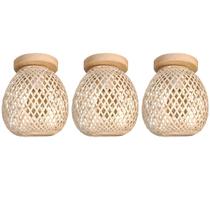 3 Luminaria Bambu Plafon Artesanal Fibra Natural Nat93