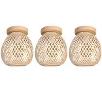 3 Luminaria Bambu Plafon Artesanal Fibra Natural Nat93