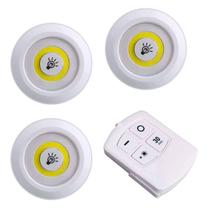 3 Luminária Com Controle Remoto Led Lâmpada Sem Fio Pilhas AAA Teto Parede Armários Móveis Cozinha