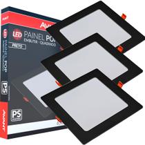 3 Luminária de Gesso Painel Plafon Quadrado Embutir 18w 6500K Bivolt Avant
