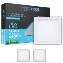3 Luminária de teto LED Sobrepor Volter 18W 6500K Quadrado