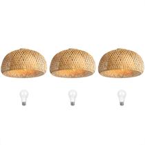 3 Luminaria Fibra Natural Bambu Artesanal Plafon Nat66 + Led 3 Luminaria Fibra Natural Bambu Artesanal Plafon Nat66 + Led