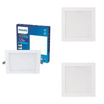3 Luminária Plafon Led 12w Philips 6500k Bivolt 900lm Quad.