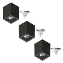3 Luminária Sobrepor P/ 2 Lâmp Boxit + 3 Lâmpada AR111 12W 4000K 3 Luminária Sobrepor P/ 2 Lâmp Boxit + 3 Lâmpada AR111 12W 4000K