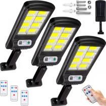 3 Luminária Solar Led Luz Iluminação Poste Suporte Parede Sensor Movimento Externo Jardim Garagem