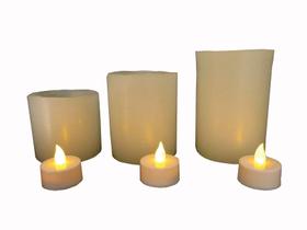 3 Luminárias Cilíndrica De Parafina + Velas De LED Decorativa casamento e festas