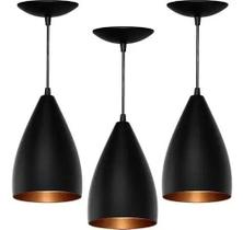 3 luminárias Decoração Estilo Vegas Envio Full Preto C/ Cobre