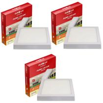 3 Luminárias Led Quadrada Sobrepor 24w 4000k Bivolt 3 Luminárias Led Quadrada Sobrepor 24w 4000k Bivolt