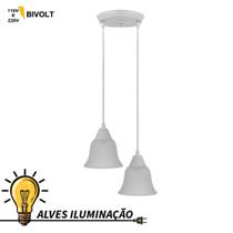 3 Luminárias Pendente Lustre Sino 2 Lâmpada E-27 Bivolt Varios tamanhos Completo