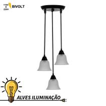 3 Luminárias Pendente Lustre Sino 3 Lâmpadas E27 Bivolt Varios tamanhos Completo 3 Luminárias Pendente Lustre Sino 3 Lâmpadas E27 Bivolt Varios tamanhos Completo