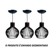 3 Lustres Decorativos Pendente Madeira Decoração Marrom Claro PP ILUMINAÇÃO ***DESMONTADO***