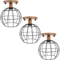 3 Lustres Teto Plafon Industrial Aramado Globo Preto Retrô Luminária Vintage Cobre Rose Agp Ilumini