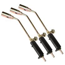 3 Maçaricos Lança Chamas C/ 1 Registro Manta Asfáltica